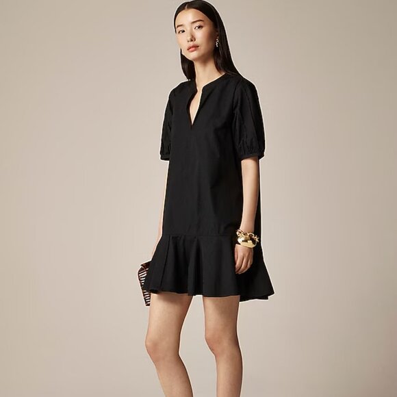 J Crew Women's Delilah dress in cotton poplin XXS Black Color - Picture 2 of 8